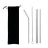 Reusable Bubble Tea Custom Printed Drinking Metal Wholesale Stainless Steel Straw set with cleaner brush 3