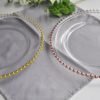 custom hot selling clear colored luxury glass charger dish plates beads dinnerware for wedding or party 3