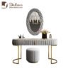 Contemporary Bedroom Dresser Table Golden Stainless Steel Leg Modern Luxury Italian Style with Stool 3