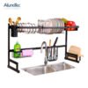 85cm Drying Dryer Holder Metal Stand Plate Shelf Rack Two Tiers Dish Drainer Kitchen Storage 3