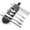 Stainless Steel Travel Camping Cutlery Knife Fork Spoon Chopsticks Set With Case,travel Utensils, Portable Silverware Set 3