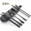 Camping outdoor travel cutlery set with knife fork spoon with metal straws 3