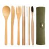 Biodegradable Flatware Bambu Toothbrush Straw Utensils Eco Friendly Reusable Travel Bamboo Fiber Cutlery Set With Bag 3