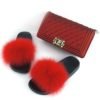 Beautiful soft fur sandal real fur slide matching with purses for women 3