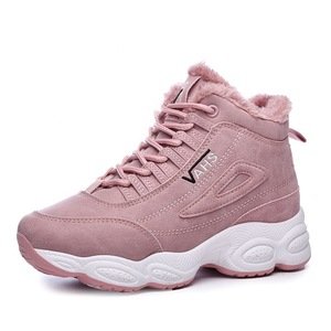 Fashion China wholesale female platform casual sports shoes durable plush warm winter sneakers for women 2
