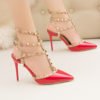 style sexy stiletto high heel women's fashion patent leather rivets hollow Roman fashion sandals 3