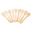 Flat large long handle kitchen tool utensils wooden scraper slotted spatula serving beech wood pot bamboo spoon set for cooking 3