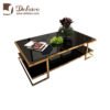Hotel Lounge Living Room Furniture Luxury Gold Rectangular Marble/Glass Top Centre Coffee Table 3