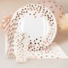 Nicro 85 Pcs 20 Guests Rose Gold Foil Dot Disposable Party Paper Cups Straws Napkins Plates Sets Dinnerware 3