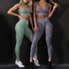 New leopard printing gym wear set women sports bra leggings seamless yoga sets fitness 3