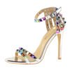 267-2 European and American style Roman style women's shoes with super high heel open toe word with hollow color studded sandals 3