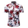 Wholesale Allover Mens Beach Shirt Polyester Short Sleeve Floral Hawaiian Plus Size Shirts For Man 3