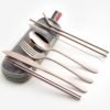 Eco-friendly stainless steel portable cutlery set spoon fork set with case for outdoor/office 3