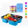 3 Compartment Foldable Biodegradable Food Container Bento Lunchbox Collapsible Silicone Tiffin Lunch Box For Kids 3