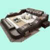 Customizable multifunction storage bed with massage music design of leather bed solid wood frame tatami factory wholesale 3
