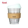 12oz Eco Friendly Heat Resistant Spill-proof Reusable Coffee Cup Glass Tea Cups With Cork Sleeve And Silicone Lid 3