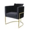Mid Century Modern Furniture Gold Brushed stainless steel Black Velvet upholstery Restaurant Julius Dining Chair 3