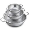 3 in 1 Heavy duty handles self-draining base stainless steel kitchen sink colander set 3