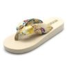 wholesale cheap fashion Bohemia Satin eva foam beach ladies wedge flip flops, summer fabric sandal slipper for woman 3