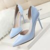 10.5cm Heel women's shoes fashion simple stiletto super high-heeled satin shallow mouth pointed sexy thin women's shoes 15% OFF 3