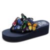 33-41 latest design ladies slippers fancy slide sandal silk bow slippers for women high wedge 3