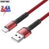 Wholesale Reinforced 2.4A USB Cable Charger, Mobile Phone Accessories USB Charging Cable Compatible for Lightning Cable 3