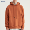 Mens Oversized Drawstring Blank Crewneck Sweatshirt Custom Logo Pullover Thick Cotton Basic Brick Red Hoodie 3