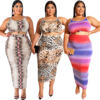 2020 sexy sleeveless crop top and bodycon skirt two piece set women's plus size clothing 3