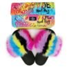 custom 2 pieces set women jelly purse with fur slides set matching color PVC bags with slippers raccoon sandals neon fur slides 3