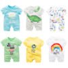 Wholesale OEM Newborn Baby Romper Summer 100% Cotton Infant Toddler Short Sleeve Onesie 3