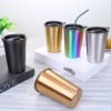 Custom Logo Stainless Steel Double Wall Coffee Cups With Lids And Straws Beer Cup 3