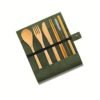 Wholesale eco friendly travel portable wooden flatware reusable organic bamboo fiber spoon fork knife and straw cutlery set 3