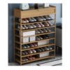 6 Tiers Modern Style Home Use Shoes Holder and Organizer Rack Cheap Household Bamboo Shoes Display Rack 3