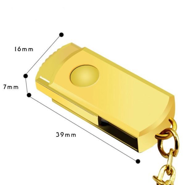 Portable USB Flash Drive Mini Metal Key Chain U Disk Storage Drive gold 2
