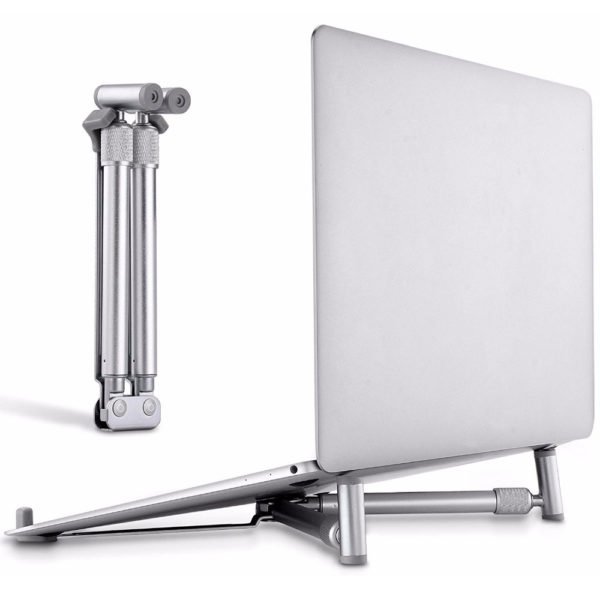 X-STAND Aluminium Portable Foldable Laptop Stand Adjustable Ergonomic Notebook Riser Ventilated Cooling Holder Silver 2