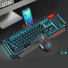 V200 Cool Multicolor Backlit Wired Mechanical Hand Feeling Gaming Keyboard Mouse Suit 0.9 Black 3