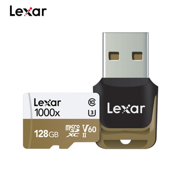 Lexar 1000x Micro SD SDXC tf Memory Card Reader for or Drone Sport Camcorder 150MB/s White brown_128G 2