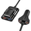 Quick charge car charger 5V/3.1A multi 4 Port USB QC 3.0 extension cord long cable for iPhone iPad Samsung 3