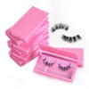 Free samples wholesale 5d 25mm lashes glitter pink 3d wispy clear band mink eyelashes custom luxury eyelash box packaging 3