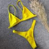 Yellow Ribbed Bikini 2020 Sexy High Cut Thong Swimwear 3