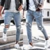 2019 Mens Skinny Jeans Black Distressed Denim Stretch Jeans Men Hombre Slim Fit Fashion Elastic Waist Hole jeans 3