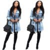 high quality autumn ripped denim long coats women jackets 3