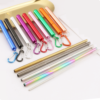 Reusable Foldable Stainless Steel Rainbow Collapsible Telescopic Metal Drinking Straw with Aluminum Case 3