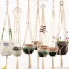 Macrame Plant Hangers Indoor Outdoor Home Decoration, Cotton Cord Hanging Planters Baskets Flower Pots Set 3