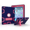 For iPad 2/3/4 PC+ Silicone Hit Color Armor Case Tri-proof Shockproof Dustproof Anti-fall Protective Cover Navy + Rose red 3