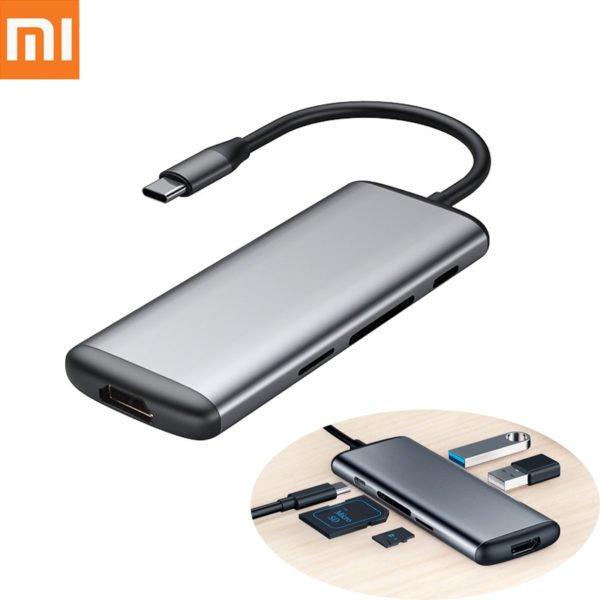 Xiaomi Mijia Hagibis 6 in 1 Type-c to HDMI USB 3.0 TF SD Card Reader PD Charging Adapter HUB for iPhone Mobile Phone Black 2