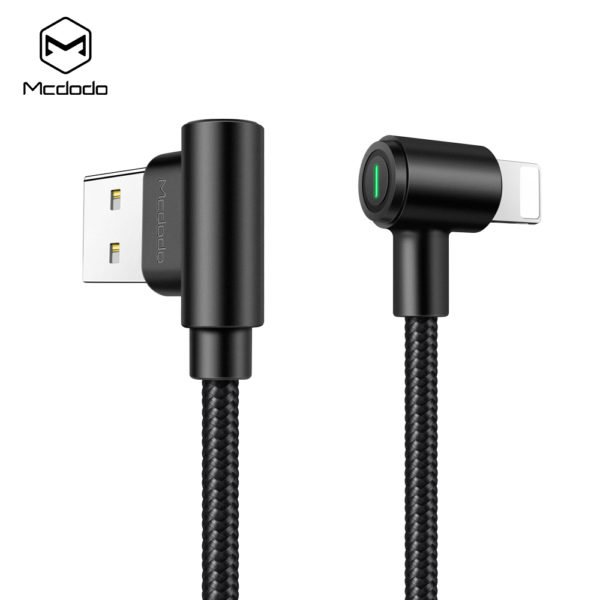 MCDODO Lamp Seires Lightning Cable 90 Degree Angle Head Gaming Charging Cable 1.2m 2