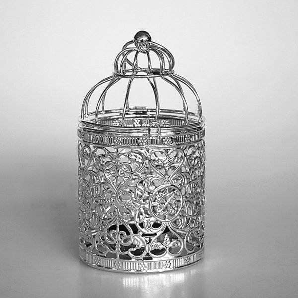 Romantic Birdcage Candlestick Metal Wedding Candle Centerpieces Tables Iron Candle Holder B # silver_8*8*14cm 2