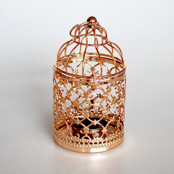 Romantic Birdcage Candlestick Metal Wedding Candle Centerpieces Tables Iron Candle Holder A # rose gold_8*8*14cm 2