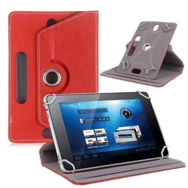 7/8/9/10 Inch Universal 360 Degree Rotating Four Hook Leather Tablet Protection Case Red_7 inch 2